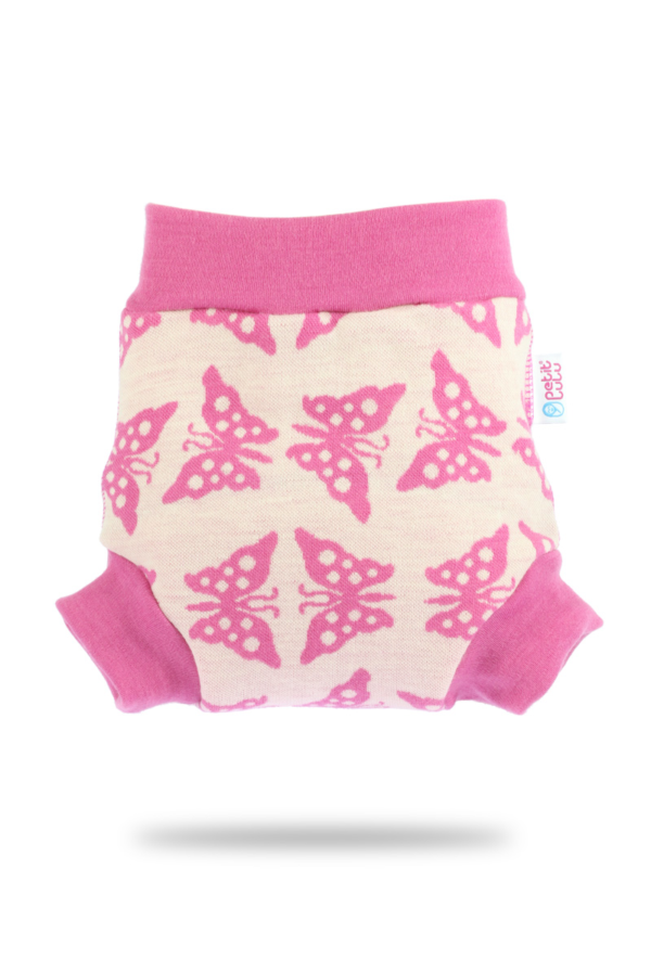 Petit Lulu gyapjú mosható pelenka külső - rózsaszín pillangók