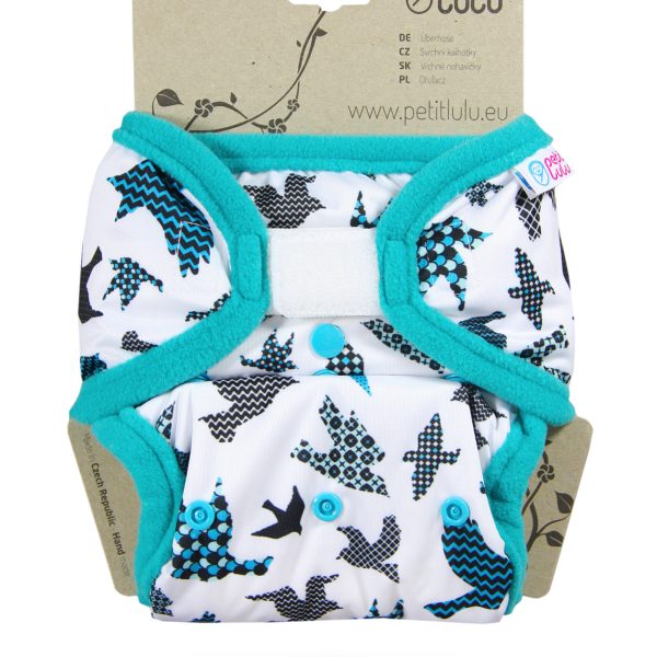 Petit Lulu pul mosható pelenka külső - Türkiz madarak
