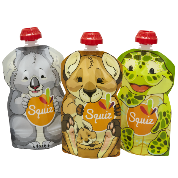 Squiz újratölthető ételtasak 3 db/csom - Kenguru, Koala, Teknős