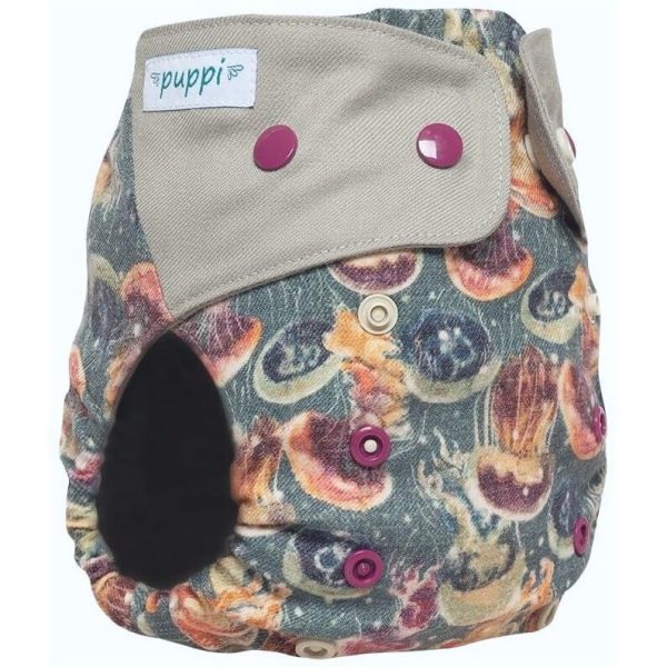 Puppi gyapjú mosható pelenka külső V3 - Grey Jellyfish