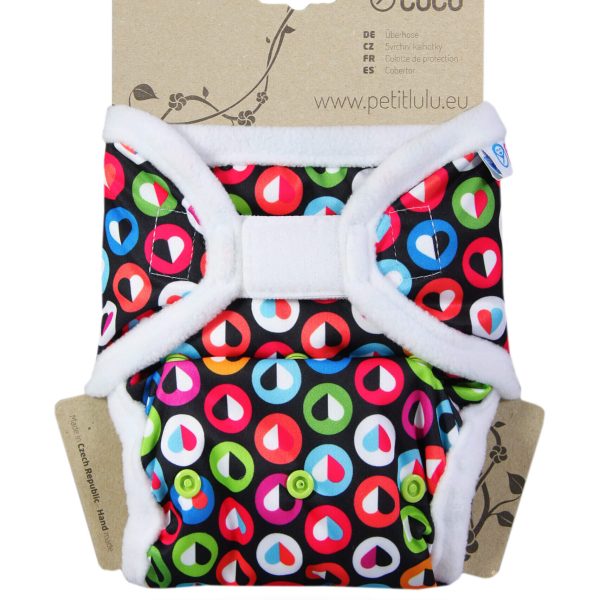 Petit Lulu pul mosható pelenka külső prefoldtartó füllel - Színes szívek