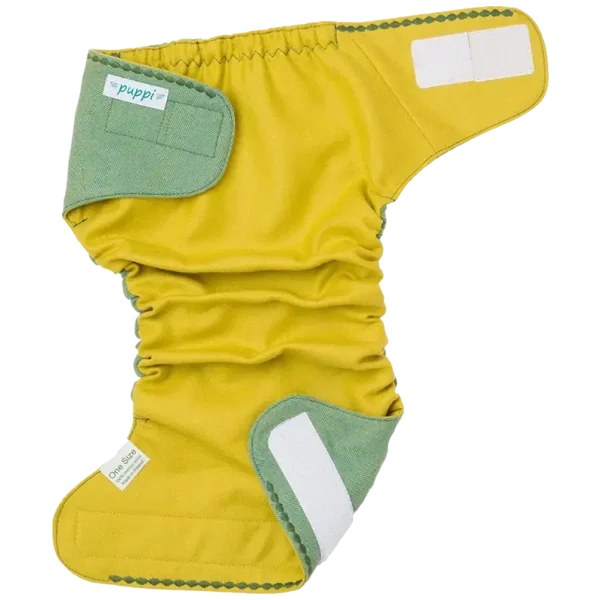 Puppi gyapjú mosható pelenka külső V3 - Green Herringbone
