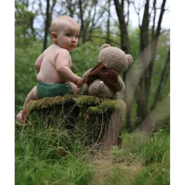 Puppi gyapjú mosható pelenka külső V3 - Green Herringbone