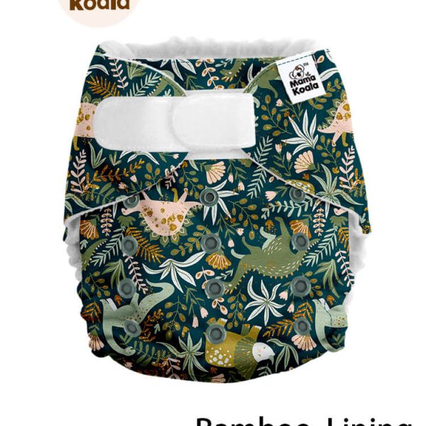Mama Koala bambuszos zsebes pelenka - Dínók és növények (tépőzáras)