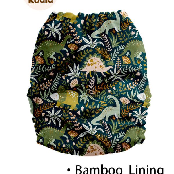 Mama Koala bambuszos zsebes pelenka - Dínók és növények (tépőzáras)